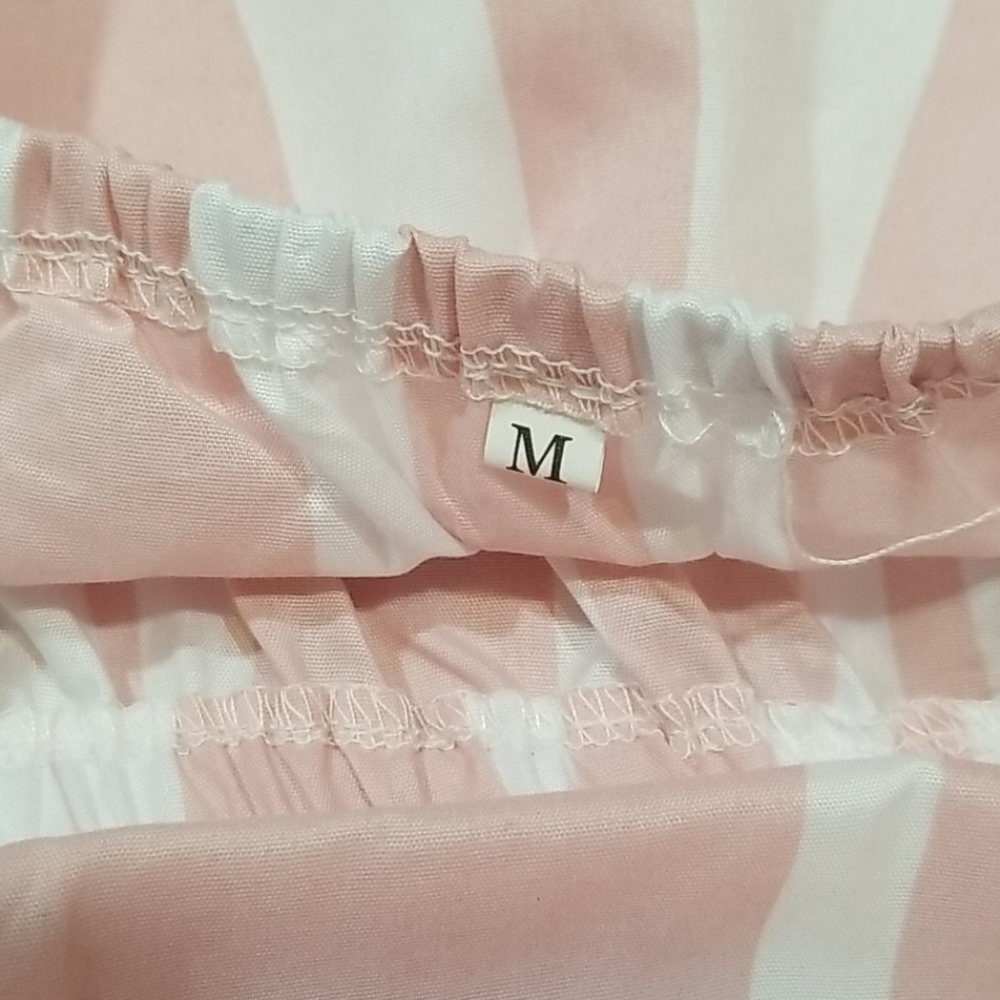 Pattern Cold Shoulder Bow pink and white Top. M - Picture 11 of 12